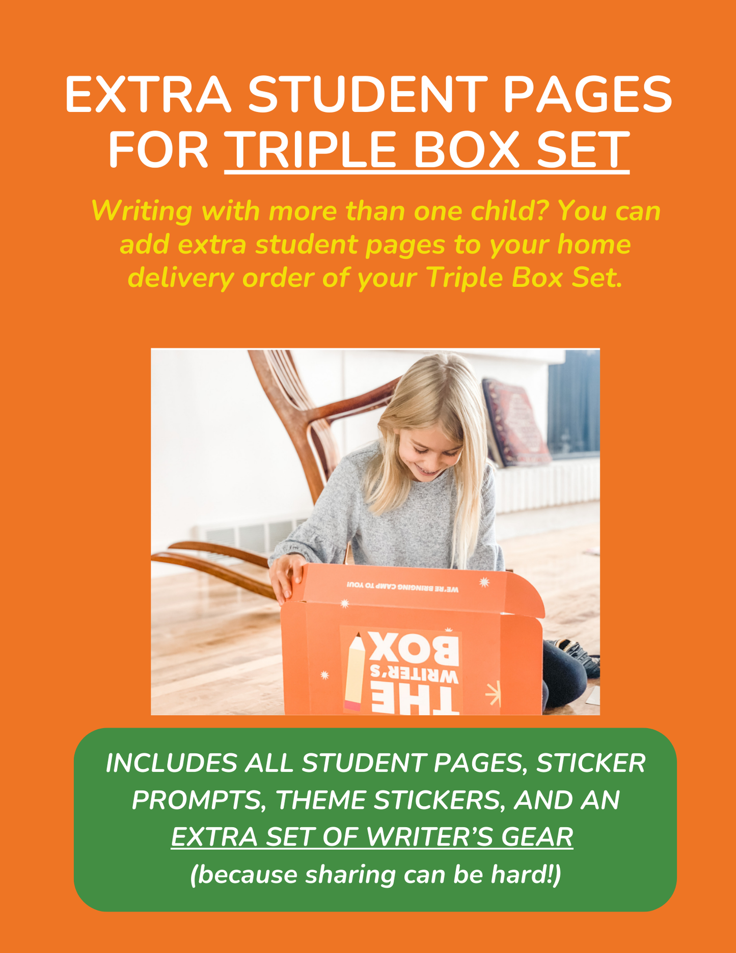 Extra Student Pages and Writer's Gear for Triple Box Set